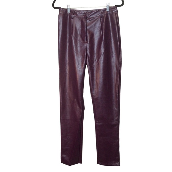 Misguided Faux Leather Trouser Pants Size US 8 Petite - Picture 1 of 8